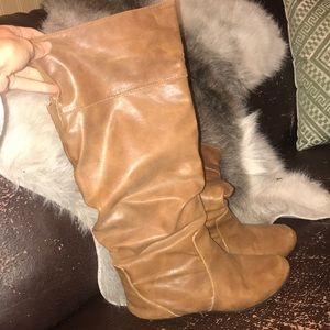 Tan knee high boots